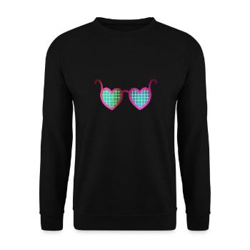 Sunglasses Hearts Valentine's Day girlfriend - Unisex Sweatshirt - black - Front - Alina (178cm) & Michal (187cm)
