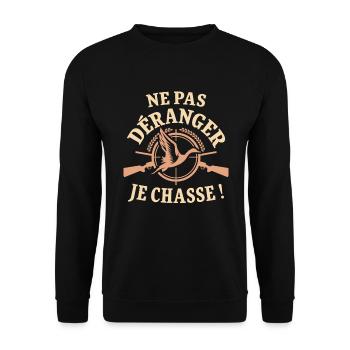 Ne Pas déranger Je Chasse ! - Sweat-shirt Unisexe - noir - Devant - Alina (178cm) & Michal (187cm)