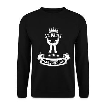 Reeperbahn in Hamburg Kiez am Hafen Geschenk Pauli - Unisex Pullover - Schwarz - Vorne - Alina (178cm) & Michal (187cm)