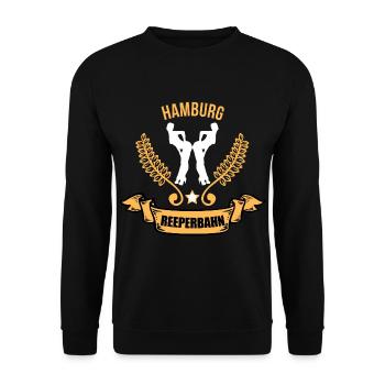 Reeperbahn Kiez in Hamburg St Pauli fan Geschenk - Unisex Pullover - Schwarz - Vorne - Alina (178cm) & Michal (187cm)