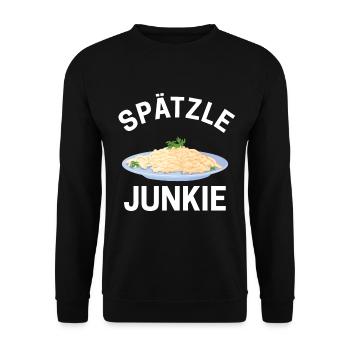Schwaben Spätzle Junkie in Schwäbisch Stuttgart - Unisex Pullover - Schwarz - Vorne - Alina (178cm) & Michal (187cm)