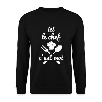 ici le chef c'est moi - Sweat-shirt Unisexe - noir - Devant - Alina (178cm) & Michal (187cm)