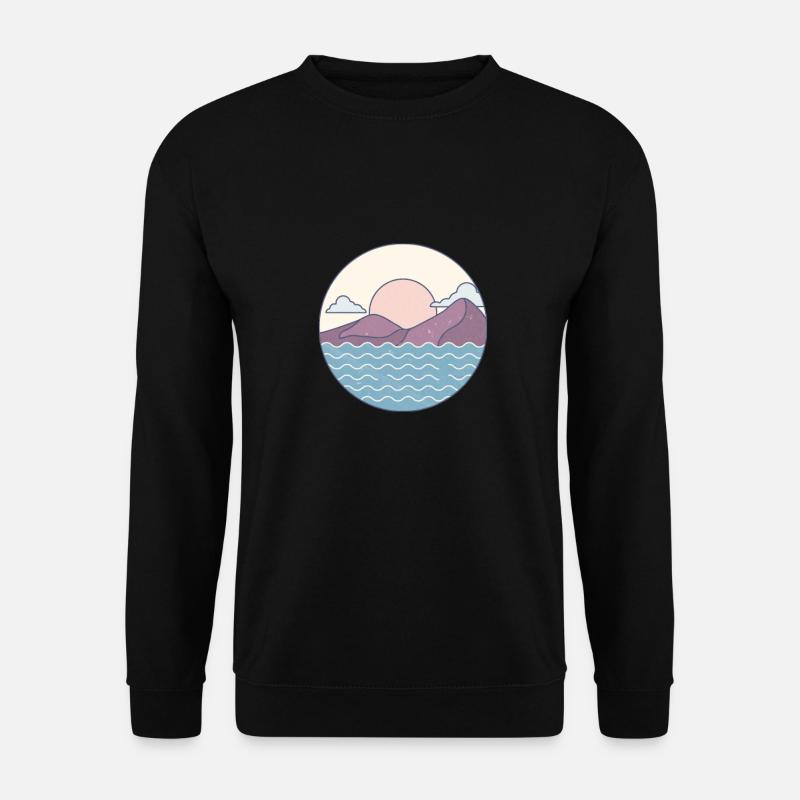 Schöne Natur Landschaft mit Bergen Wasser Berg - Unisex Pullover - Schwarz