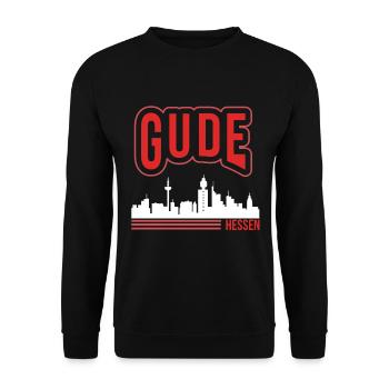Gude Frankfurt & Hessen geschenk in Hessisch Hesse - Unisex Pullover - Schwarz - Vorne - Alina (178cm) & Michal (187cm)