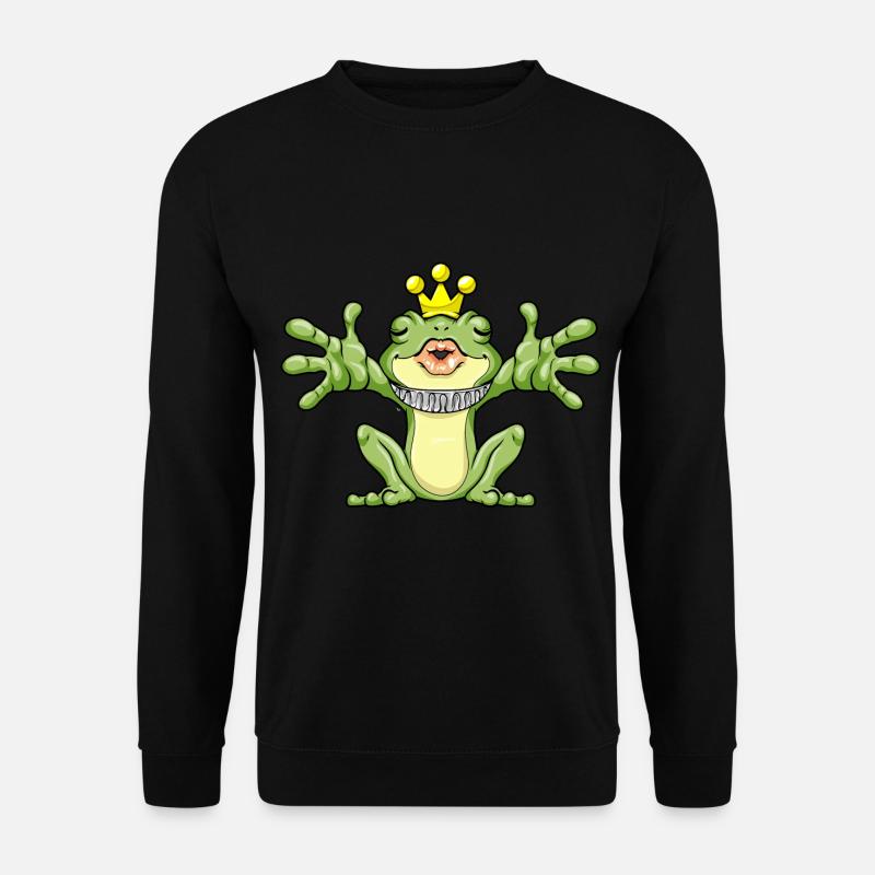 Frosch als Froschkönig mit Krone - Unisex Pullover - Schwarz