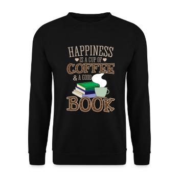 Cool Books Coffee Shirt - Happiness - Unisex Sweatshirt - black - Front - Alina (178cm) & Michal (187cm)