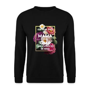 Ich Habe Zwei Titel Mama Und Oma - Unisex Pullover - Schwarz - Vorne - Alina (178cm) & Michal (187cm)