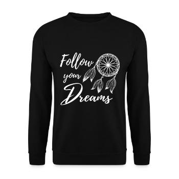 Dream catcher Follow your dreams Boho Yoga 1 - Unisex Sweatshirt - black - Front - Alina (178cm) & Michal (187cm)