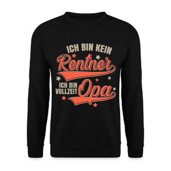 Vollzeit Opa - Kein Rentner - Unisex Pullover - Schwarz - Vorne - Alina (178cm) & Michal (187cm)