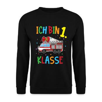 Einschulung Feuerwehr - Schule 2020 Schultüte - Unisex Pullover - Schwarz - Vorne - Alina (178cm) & Michal (187cm)