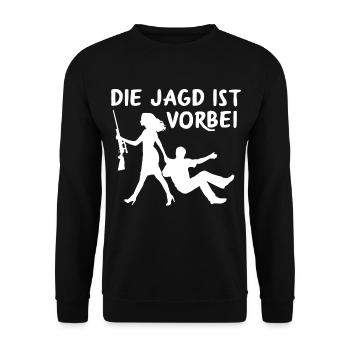 Jagt ist vorbei JGA Junggesellenabschied Hochzeit - Unisex Pullover - Schwarz - Vorne - Alina (178cm) & Michal (187cm)