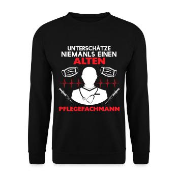 Pflegekräfte - Maske Pflegepersonal Arzthelferin - Unisex Pullover - Schwarz - Vorne - Alina (178cm) & Michal (187cm)