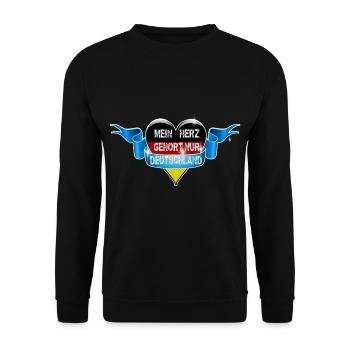 Mein Herz Gehört nur Deutschland Flagge Spruch - Unisex Pullover - Schwarz - Vorne - Alina (178cm) & Michal (187cm)