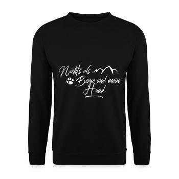 Berge und Hunde Liebhaber Geschenk - Unisex Pullover - Schwarz - Vorne - Alina (178cm) & Michal (187cm)