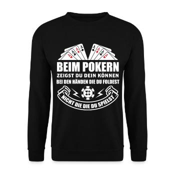 Poker Pokern Ass Casino Hold'em All In Geschenk - Unisex Pullover - Schwarz - Vorne - Alina (178cm) & Michal (187cm)