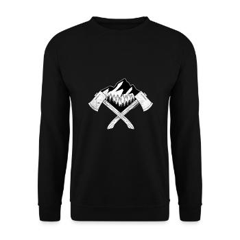 Haches et forêt | Forester chasseur forestier - Sweat-shirt Unisexe - noir - Devant - Alina (178cm) & Michal (187cm)