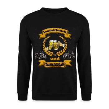 Landwirtschaft und Zusammenhalt - Treckerdemo - Unisex Pullover - Schwarz - Vorne - Alina (178cm) & Michal (187cm)