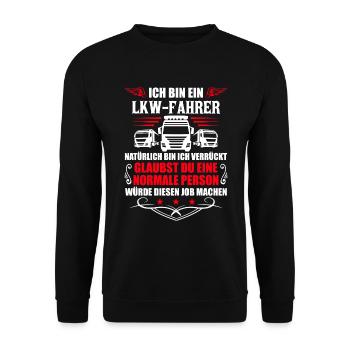 Trucker LKW Fahrer Fernfahrer Brummi Geschenk - Unisex Pullover - Schwarz - Vorne - Alina (178cm) & Michal (187cm)