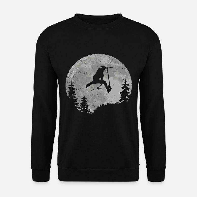 Scooter Mond Vollmond Geschenkidee Skatepark - Unisex Pullover - Schwarz