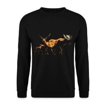 Cerfs Chasseurs Chasse l’orignal ouvrier forestier - Sweat-shirt Unisexe - noir - Devant - Alina (178cm) & Michal (187cm)
