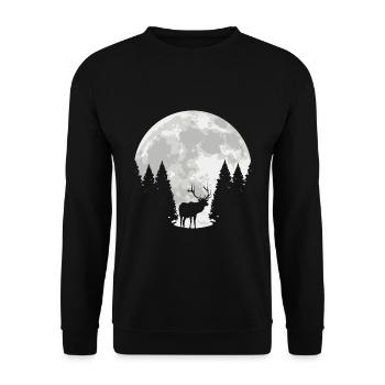 Hirsch Mond Geschenkidee - Unisex Pullover - Schwarz - Vorne - Alina (178cm) & Michal (187cm)