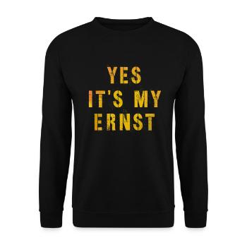 Yes My Ernst Lustiger Denglisch Spruch deutsch - Unisex Pullover - Schwarz - Vorne - Alina (178cm) & Michal (187cm)
