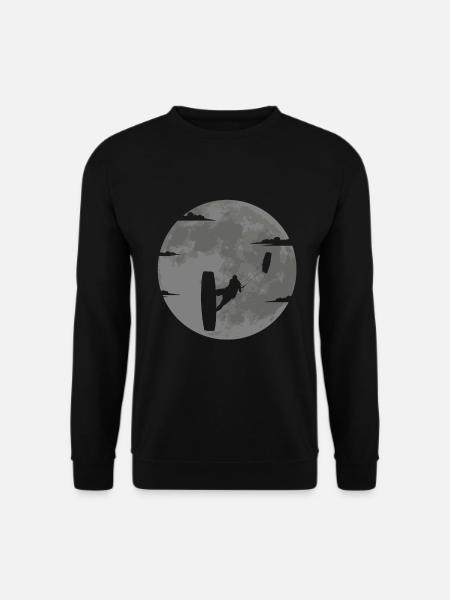 Kitesurfen Geschenkidee Kiteboarden Vollmond - Unisex Pullover - Schwarz