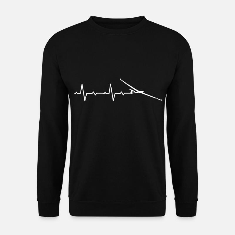 Segelfliegen Segelflieger Segelflugzeug Herzschlag - Unisex Pullover - Schwarz