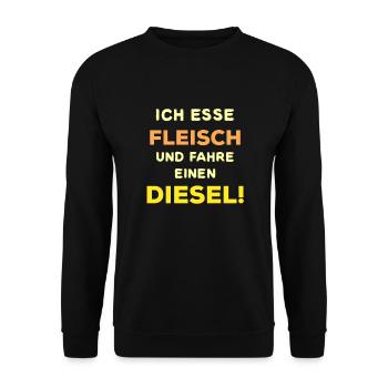 Dieselfahrverbot Spruch Diesel politik anti - Unisex Pullover - Schwarz - Vorne - Alina (178cm) & Michal (187cm)