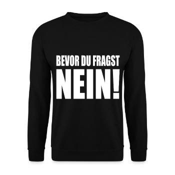 Gesichtsmaske Bevor du fragst NEIN - Unisex Pullover - Schwarz - Vorne - Alina (178cm) & Michal (187cm)