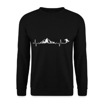 Snowboard Snowboarden Skiurlaub Herzschlag Berge - Unisex Pullover - Schwarz - Vorne - Alina (178cm) & Michal (187cm)