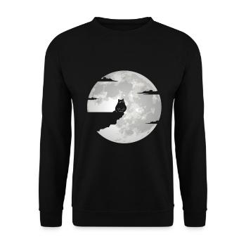 Cat Cats Kitten Cat Motif House Cat Moon - Unisex Sweatshirt - black - Front - Alina (178cm) & Michal (187cm)