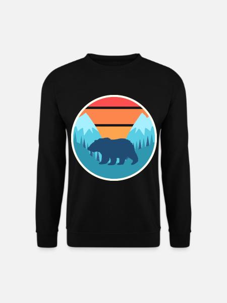 Bear mountains sunset retro - Unisex Sweatshirt - black