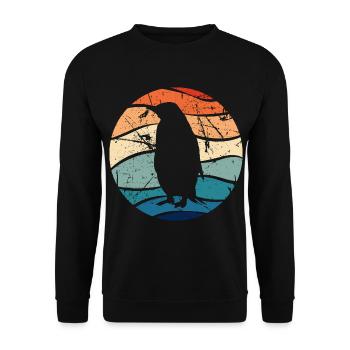 Pinguin Pinguine Tier Eis Vogel Retro Geschenk - Unisex Pullover - Schwarz - Vorne - Alina (178cm) & Michal (187cm)