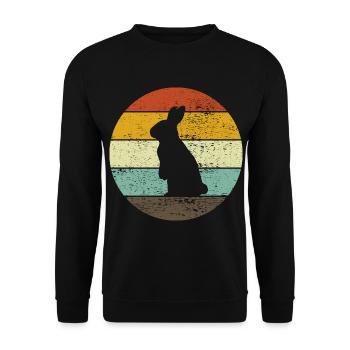 Rabbit Easter Retro Gift - Unisex Sweatshirt - black - Front - Alina (178cm) & Michal (187cm)