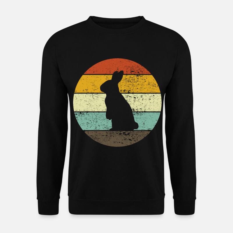 Hase Hasen Kaninchen Osterhase Retro Geschernk - Unisex Pullover - Schwarz