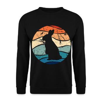 Rabbit Easter Retro Gift - Unisex Sweatshirt - black - Front - Alina (178cm) & Michal (187cm)