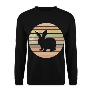 Rabbit Easter Retro Gift - Unisex Sweatshirt - black - Front - Alina (178cm) & Michal (187cm)