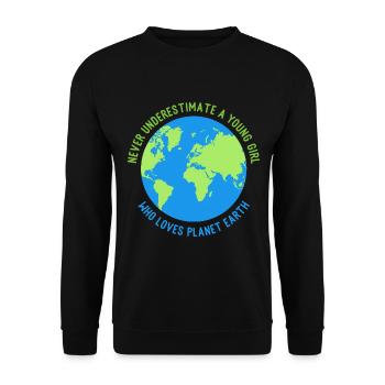 ne sous-estime pas une jeune fille planète n’aime la terre - Sweat-shirt Unisexe - noir - Devant - Alina (178cm) & Michal (187cm)