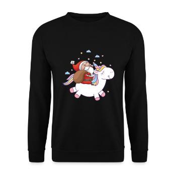 unicorn with riding Santa Christmas Christmas - Unisex Sweatshirt - black - Front - Alina (178cm) & Michal (187cm)