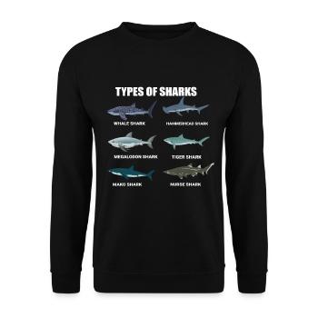 typen von haien walhai hammerhai tigerhai makohai - Unisex Pullover - Schwarz - Vorne - Alina (178cm) & Michal (187cm)