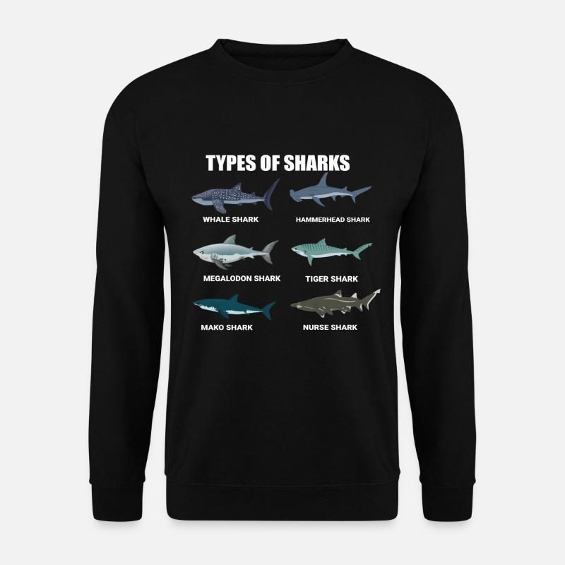 typen von haien walhai hammerhai tigerhai makohai - Unisex Pullover - Schwarz