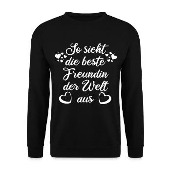 SO SIEHT DIE BESTE FREUNDIN DER WELT AUS - Unisex Pullover - Schwarz - Vorne - Alina (178cm) & Michal (187cm)