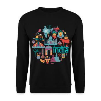 Indien - Unisex Pullover - Schwarz - Vorne - Alina (178cm) & Michal (187cm)