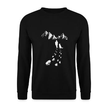 Husky Berge sibirischer Hund Hunde Huskies Natur - Unisex Pullover - Schwarz - Vorne - Alina (178cm) & Michal (187cm)