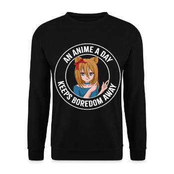 Anime Manga Mädchen - Unisex Pullover - Schwarz - Vorne - Alina (178cm) & Michal (187cm)