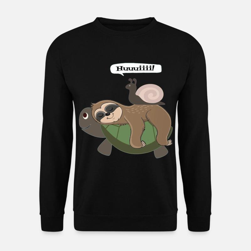 Schnecke Faultier Schildkröte - Unisex Pullover - Schwarz