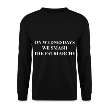 mittwochs zerschlagen wie die patriachat frauen - Unisex Pullover - Schwarz - Vorne - Alina (178cm) & Michal (187cm)