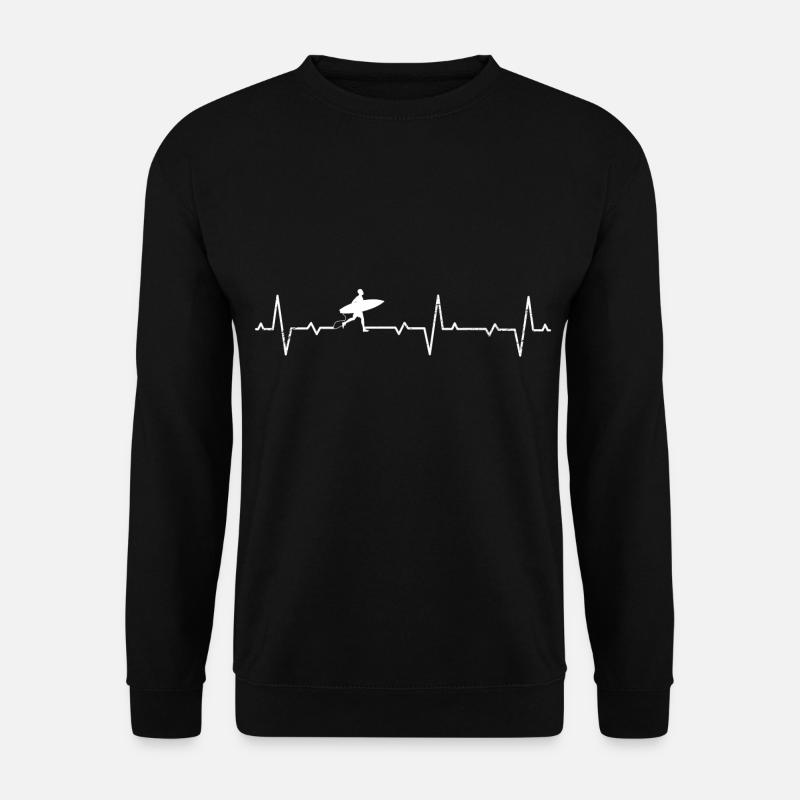 Heartbeat Surfing Surfer Surfboard - Unisex Sweatshirt - black