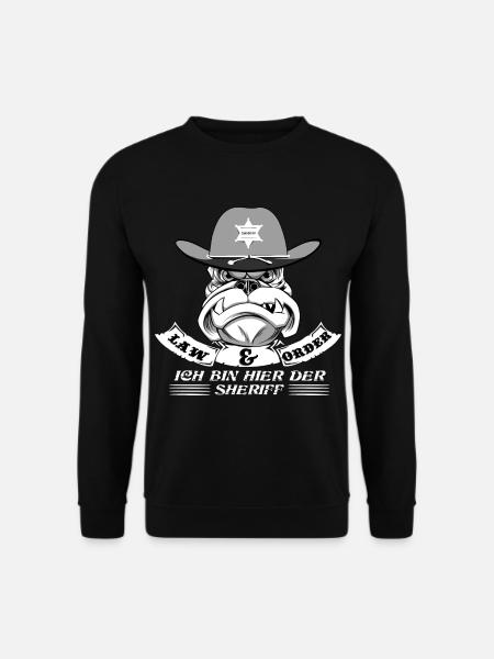 Old english Bulldog ich bin hier der Sheriff - Unisex Pullover - Schwarz